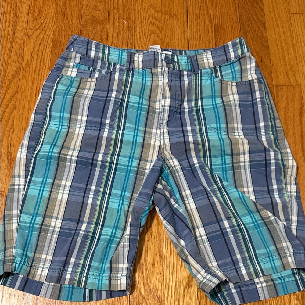 Croft & Barrow Teal and White Plaid Shorts